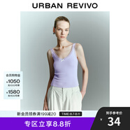 UR2025春季新款女裝芭蕾風(fēng)拼接蕾絲蝴蝶結(jié)吊帶背心UYY450098 淡紫 M