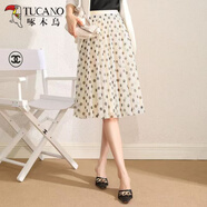 啄木鳥(niǎo)薄款波點(diǎn)網(wǎng)紗裙2025半身裙百褶夏季新款高腰圓點(diǎn)顯瘦中長(cháng)款百褶裙 米色短款(裙長(cháng)67cm) L 建議105-115斤以?xún)?
                                         title=