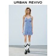 UR2025夏季新款女裝田園波嬉風(fēng)撞色碎花吊帶連衣裙UYY750070 藍色印花 S