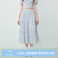 樂町韓系甜美蛋糕長裙少女感純棉半身裙基礎(chǔ)好穿長裙 嬰兒藍（現(xiàn)貨） XS