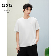 GXG男裝 25夏季新品雙色刺繡小標(biāo)休閑簡(jiǎn)約 白色 175/L