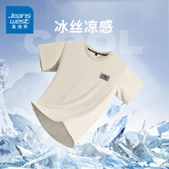 真維斯（Jeanswest）冰感羅紋圓領(lǐng)T恤男夏季新款親膚透氣垂順有型大碼健身運(yùn)動(dòng)體恤男 淺卡其#山紋灰 M 【建議90-110斤】