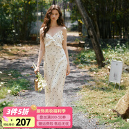 Olrain歐芮兒吊帶碎花連衣裙夏季女裝浪漫優(yōu)雅長(zhǎng)裙子度假沙灘裙 波點(diǎn) M