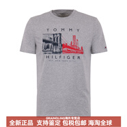 湯米希爾費(fèi)格（Tommy Hilfiger）時(shí)尚簡(jiǎn)約圓領(lǐng)休閑短袖T恤男款 淺灰色 M