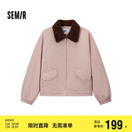 森馬（Semir）外套女oversize插肩袖仿羊羔毛毛領(lǐng)冬季2024夾棉夾克109724108016