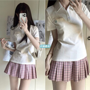貓看花原創(chuàng  )JK制服polo衫格裙大套裝春夏季穿搭正版百搭學(xué)院風(fēng)女 醒時(shí)春39+白polo衫（送南瓜褲衣架盒） S 碼