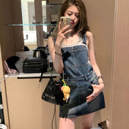 沂懿裙子女短裙夏季2025新款牛仔背帶裙學(xué)院風(fēng)半身裙連衣裙學(xué)生a字裙 大口袋牛仔背帶裙【藍色】 M