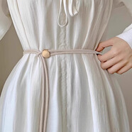 心楠新款軟皮繩細腰帶女夏季配裙子襯衫時(shí)尚裝飾百搭可調節長(cháng)款腰繩潮 白色金扣腰帶