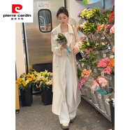 皮爾卡丹（pierre cardin）時尚設(shè)計感防曬風(fēng)衣女2025夏季白色松弛感罩衫中長款天絲亞麻外套 月光白 S 105斤以內(nèi)