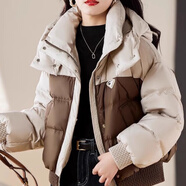 南極人（Nanjiren）拼色短款羽絨服冬季女2025年新款小個(gè)子高端時(shí)尚女士連帽鴨絨外套 圖片色 S