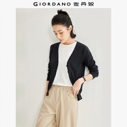 佐丹奴針織開(kāi)衫女小外套 純棉V領(lǐng)小衫女 外搭純色女外衣05350649