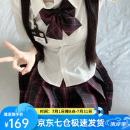 蘿美醬jk制服原創(chuàng)純欲風(fēng)夏季辣妹性感套裝學(xué)院風(fēng)女超短JK百褶裙收腰顯瘦 短袖純欲襯衫+機(jī)械師42cm+結(jié)胸牌 L 【建議105-115斤】