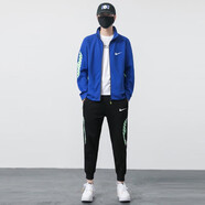 NBA SHOES-NIKE NASA運動(dòng)套裝男春秋季純棉衛衣冬季新款潮流秋季戶(hù)外休閑運 藍色 M _適合95斤-115斤