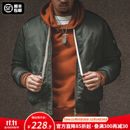 馬登工裝美式復(fù)古MA1飛行員棉服夾克男秋冬加厚棉襖棒球服上衣外套 綠色 M