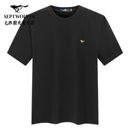 七匹狼【狼族生活】短袖t恤男士夏季時(shí)尚圓領(lǐng)套頭衫男裝休閑運(yùn)動上衣服 001(黑色) M （165/84A）