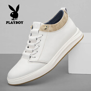 花花公子商務(wù)正裝皮鞋子男款男鞋2025春秋季新款透氣男士?jì)仍龈咝“仔逍?白色 42