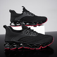 世季酷風(fēng)男鞋刀鋒鞋運動(dòng)鞋男夏季鞋子男網(wǎng)鞋休閑鞋透氣老爹鞋跑步鞋大碼48 黑紅 39