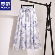 羅蒙（ROMON）雪紡半身裙2025春夏新款波西米亞中長款高腰仙女碎花大擺裙沙灘裙 6# 均碼