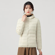 以純官方旗艦店秋冬季跨境輕薄服直播女時(shí)尚潮流百搭連帽輕薄服可 白色 L