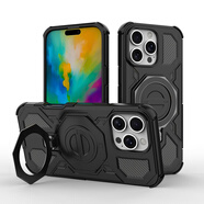 巨索適用于蘋果16Promax手機(jī)殼iPhone16Pro保護(hù)殼蘋果16防摔殼16plus磁吸無(wú)線充帶支架后殼旋轉(zhuǎn)磨砂 黑色 iPhone16Promax