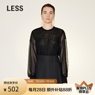 LESSV領雙層套頭落肩寬松薄款針織衫女2N3314000 001/本黑 M