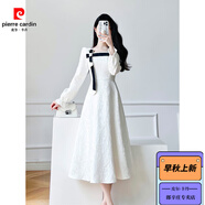 皮爾卡丹（pierre cardin）2025春季新款女裝收腰顯瘦氣質(zhì)女神范感小禮服白色長(cháng)版洋裝 白色 S