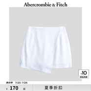 ABERCROMBIE & FITCH女裝24夏款亞麻混紡美式辣妹修身高腰短裙半身裙KI143-4052 白色 XXS (160/60A)