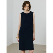 MARIUS“紙片人plus”ROW風(fēng)三醋酸混紡日常通勤顯瘦短袖/無(wú)袖連衣裙夏季 藍黑-無(wú)袖 XS