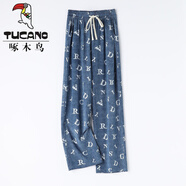 啄木鳥哈倫褲女2025夏季新款涼涼格子褲女束腳顯瘦休閑褲薄款夏裝速干褲 牛仔大字母 XL （建議115-160斤）