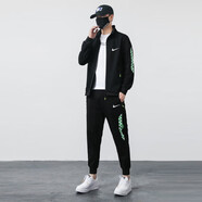 NBA SHOES-NIKE NASA運動(dòng)套裝男春秋季純棉衛衣冬季新款潮流秋季戶(hù)外休閑運 黑色 M _適合95斤-115斤