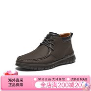 暇步士（Hush Puppies）商場同款冬新款舒適簡約男休閑皮鞋短靴 深灰 38