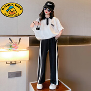 G.DUCKKIDS女童套裝夏款2025新款大童洋氣時(shí)髦童裝兒童韓版休閑潮流運(yùn)動(dòng)夏裝 蝙蝠衫套裝 140cm(140cm)