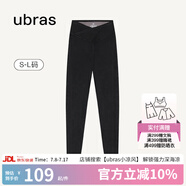 ubras仿牛仔高腰收腹加絨打底褲女保暖時尚高彈可外穿 黑色交叉款 1條 S