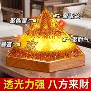 善揚(yáng)金字塔擺件能量發(fā)生器古埃及三角形四神獸金字塔模型許愿塔擺設(shè) 【升級(jí)發(fā)光底座】透光金字塔5cm