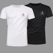 CK官網(wǎng)男士短袖潮流短袖休閑夏季冰絲薄款純色半袖青年圓領男裝 818白色+818黑色 S 80-100斤