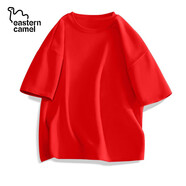 東方駱駝短袖男t恤夏季2025新款潮牌T恤青少年休閑純棉男款半袖 紅色 L