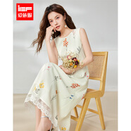 IEF/愛依服連衣裙2025夏季新款法式成熟氣質(zhì)感度假風(fēng)花色背心長裙 紅杏花 L