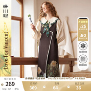 兩三事梵高文藝無(wú)袖連衣裙女2025春新款法式復古背心裙午夜思潮 黑色 L
