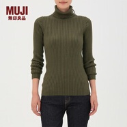 無(wú)印良品 MUJI 女式  寬羅紋 高領(lǐng)毛衣 W7AA872 橄欖綠色 XS