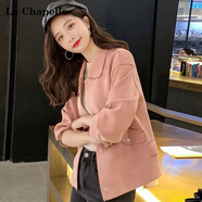 拉夏貝爾（La Chapelle）短外套女裝新品2025春季新款韓版短款春秋風(fēng)衣小個(gè)子夾克上衣潮 粉色 L【建議119-130斤】