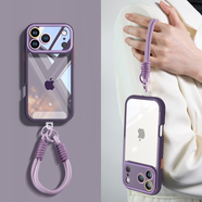 名界（MINGJIE）配掛繩適用于蘋(píng)果17promax手機殼透明新款iphone17promax男女款硅膠個(gè)性全包簡(jiǎn)約防摔 【光環(huán)】紫色 iPhone 16