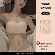 薩拉維夫（SLLAVIF）無(wú)肩帶內衣女聚攏防滑小胸顯大裹抹胸婚紗隱形美背文胸吊帶裙專(zhuān)用 膚色套裝 70A 32(雙重防滑+聚攏)