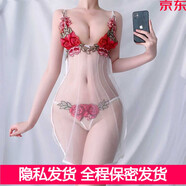 曼煙歐美情趣內衣吊帶開(kāi)叉睡裙刺繡蕾絲網(wǎng)紗透視誘惑性感睡衣大碼新款 白色 均碼
