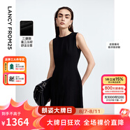 朗姿【三醋酸Basic衣櫥】法式輕禮服白色連衣裙夏新款裙子高級感 黑色 M
