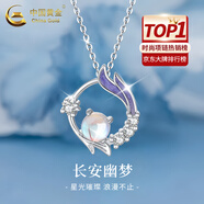 中國(guó)黃金（CHINA GOLD）藍(lán)桉與鳥(niǎo)S925銀項(xiàng)鏈女生新款銀飾吊墜紀(jì)念生日禮物七夕送女友老婆 親膚925銀*長(zhǎng)安幽夢(mèng)項(xiàng)鏈【中金禮盒】