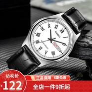 卡西歐（CASIO） 卡西歐(CASIO)男表休閑簡約石英皮帶手表學生腕表商務送男友禮物 男表白盤黑帶MTP-V006L-7B