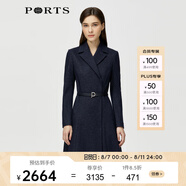 PORTS寶姿秋冬新品女裝長袖中長連衣裙ALM9N013LCF030 丈青-1 XS (2)