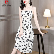 皮爾卡丹（pierre cardin）法式碎花吊帶裙連衣裙女2025年春夏季新款氣質收腰顯瘦背心中長裙 花色 XL