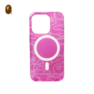 BAPE配飾迷彩半透明MagSafe磁吸式iPhone15Pro手機(jī)保護(hù)殼182041L 粉紅色PKX