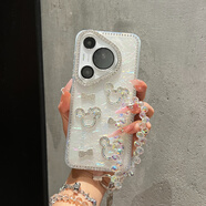 艾派客適用華為pura80手機殼新款珍珠蝴蝶貝殼紋氣囊防摔散熱透明大孔鏡頭全包圍保護套女生輕奢高級軟殼 【立體米妮+水滴手鏈】高光水鉆-防刮耐磨不發(fā)黃 華為pura80Pro/Pro+通用